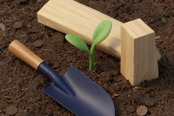 Brote verde junto a una paleta limpia y un bloque de madera