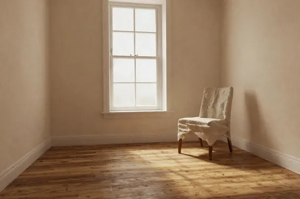 Luz de amanecer que alcanza una habitación tranquila.