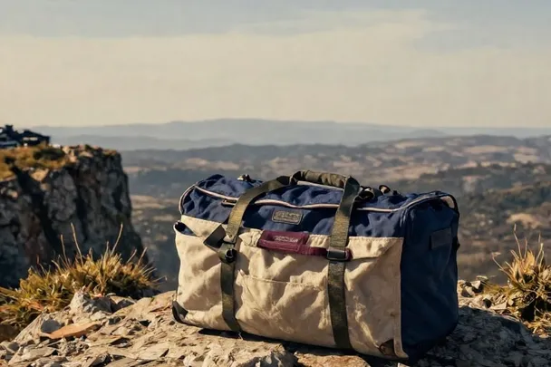 Mochila de viaje descansa en un mirador al final de un sendero