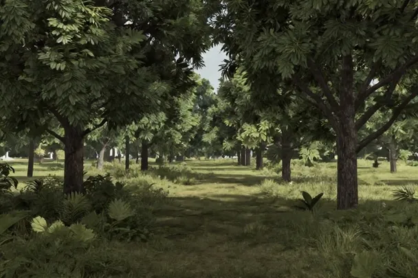Sendero de bosque que desemboca en un mirador abierto.