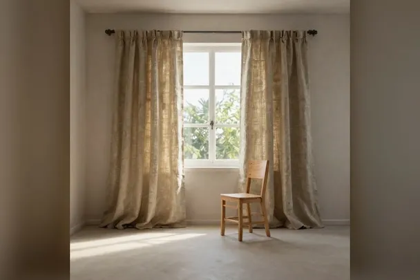 Cortinas abiertas que dejan entrar la primera luz en una habitación.