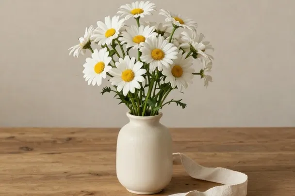 Materiales para arreglar flores junto a un pequeño ramo.