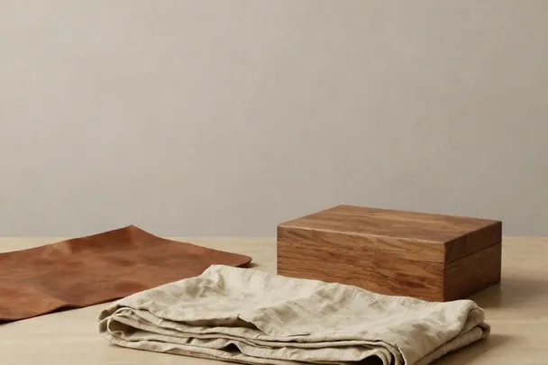 Mesa de trabajo ordenada con materiales de encuadernación lisos.