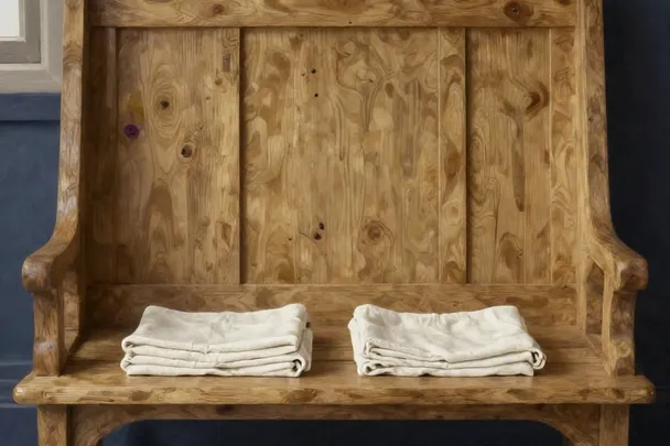 Two unmarked closed books rest beneath a simple shared wooden bookend.