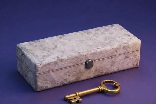Llave lisa descansa fuera de una caja metálica cerrada