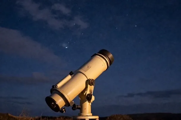 Telescopio observa luces lejanas entre nubes nocturnas