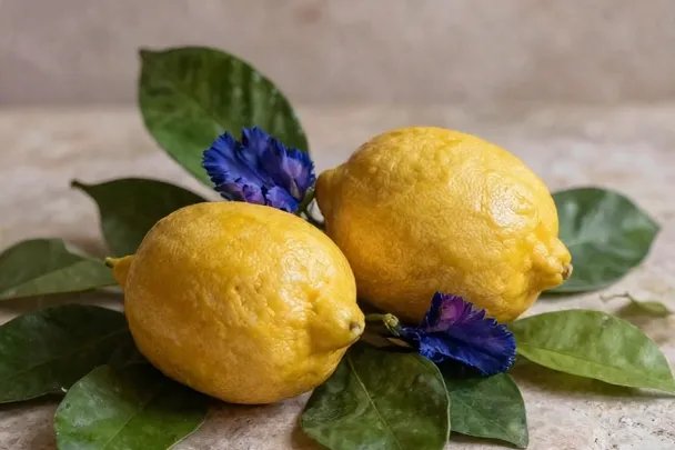 Limones amarillos maduros descansan entre hojas verdes