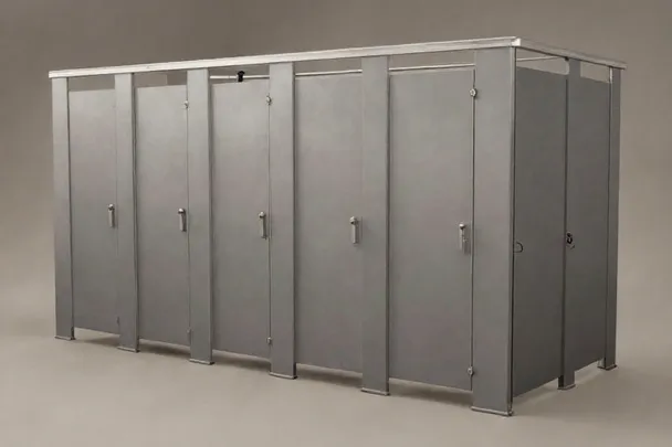 Cabinas cerradas protegen la intimidad de un baño público vacío