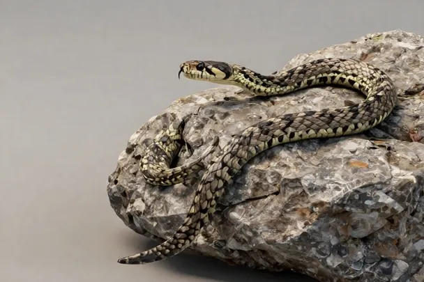 Serpiente tranquila descansa extendida sobre una roca cálida
