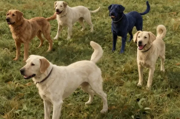 Perros tranquilos corren libres por un prado abierto y luminoso